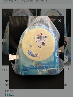 Loungefly Kids Peter Pan Light Blue and Cream Mini Backpack